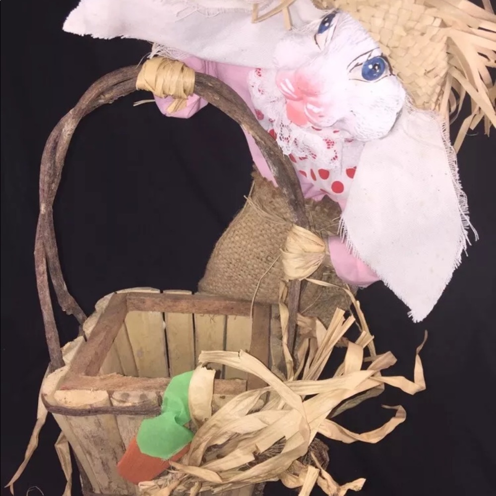 Easter basket with bunny wood basket unusual